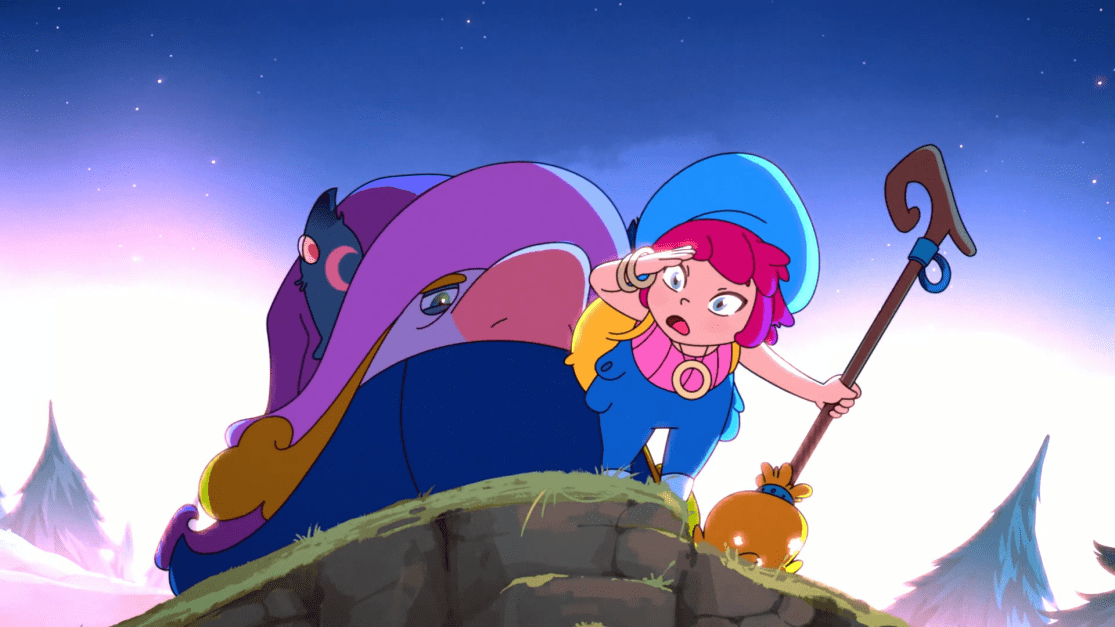 the mountain witch pushing Mika off the mountain