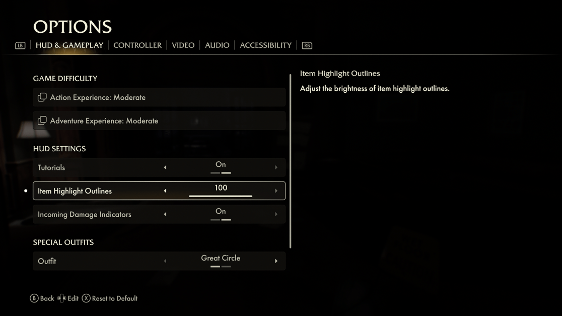 showing the option to turn down or off the white outline