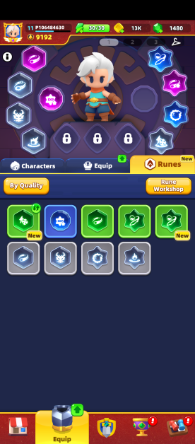 showing the runes menu.