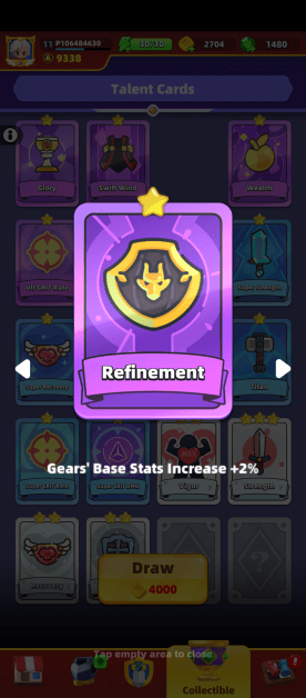 a detailed view of a talent card