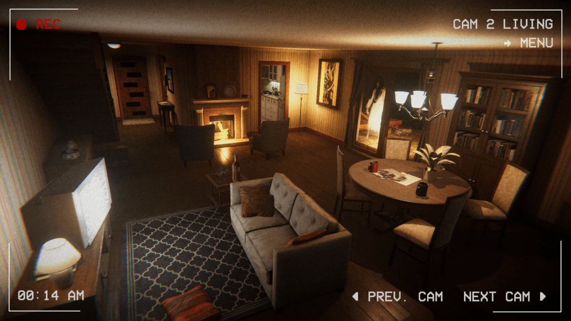 showing an anomaly of the ghost in the door going outside.