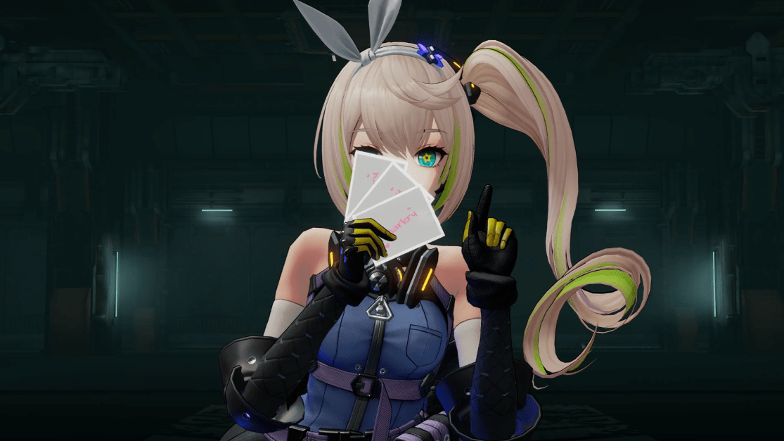 showing a doll with blond hair green eyes blue uniform on.