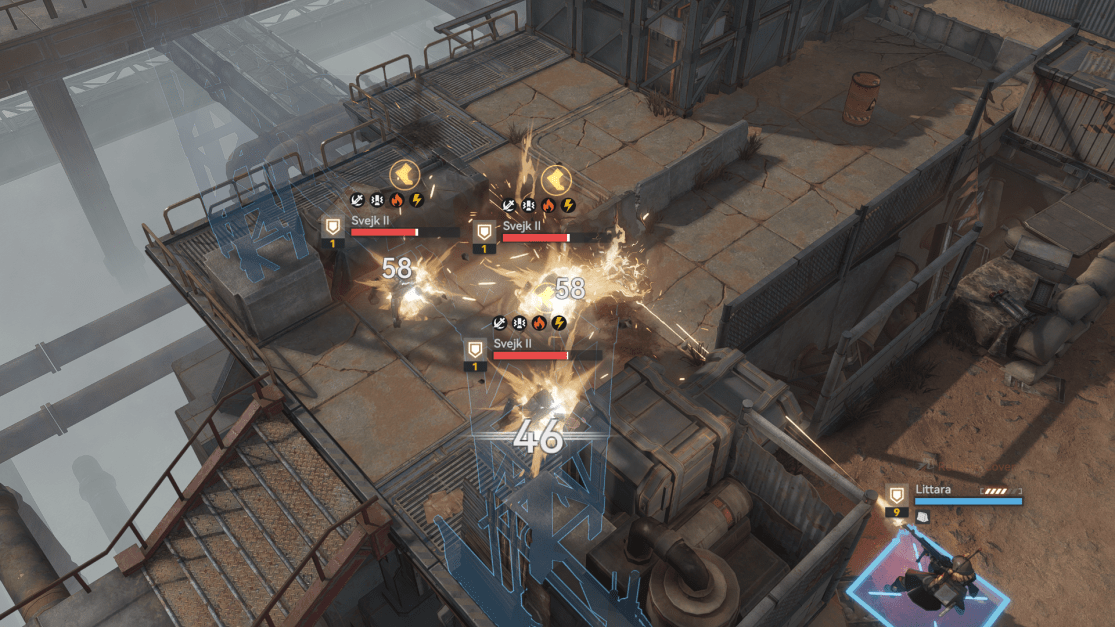 showing a doll using her skill that hits a lot of enemies.