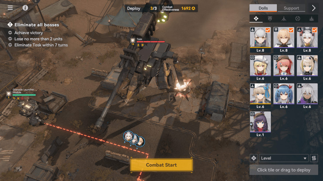 showing a giant mech boss.