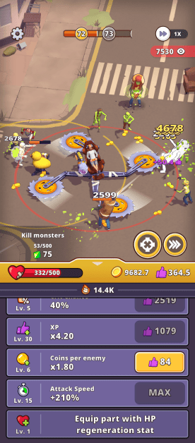 showing the streamer with four sawblades spinning around.