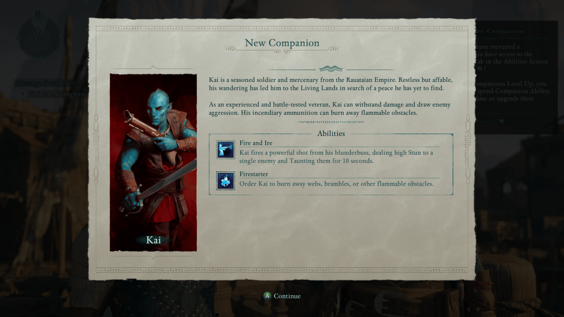 showing the kai companion and his starting abilities